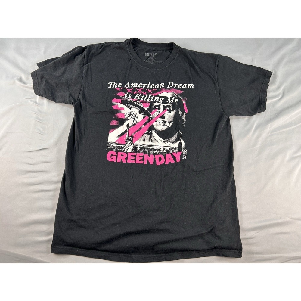 Green Day American Dream Is Killing Me T Shirt Adult Large Black Band Tee